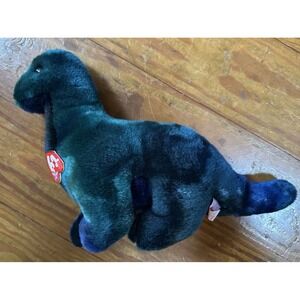 TY Beanie Bronty The Brontosaurus Dinosaur Plush 1999 Blue Animal Toy 10"